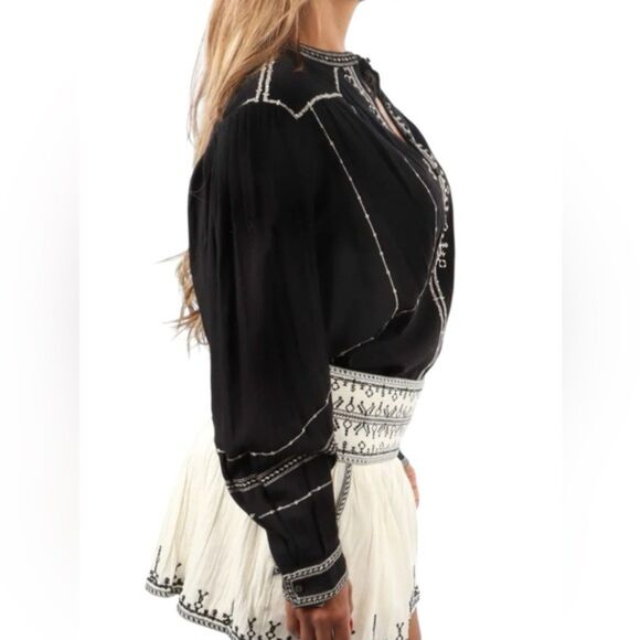 Isabel Marant Etoile Pelson Embroidered Cotton Blouse NWOT Size Large - Picture 5 of 6